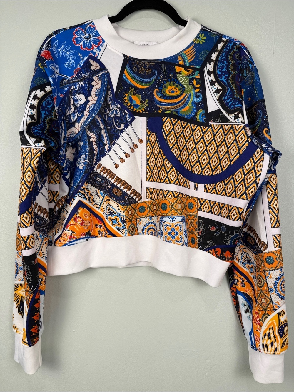 Halfheart Mixed Patchwork Print Scuba Sweatshirt Top - Size L